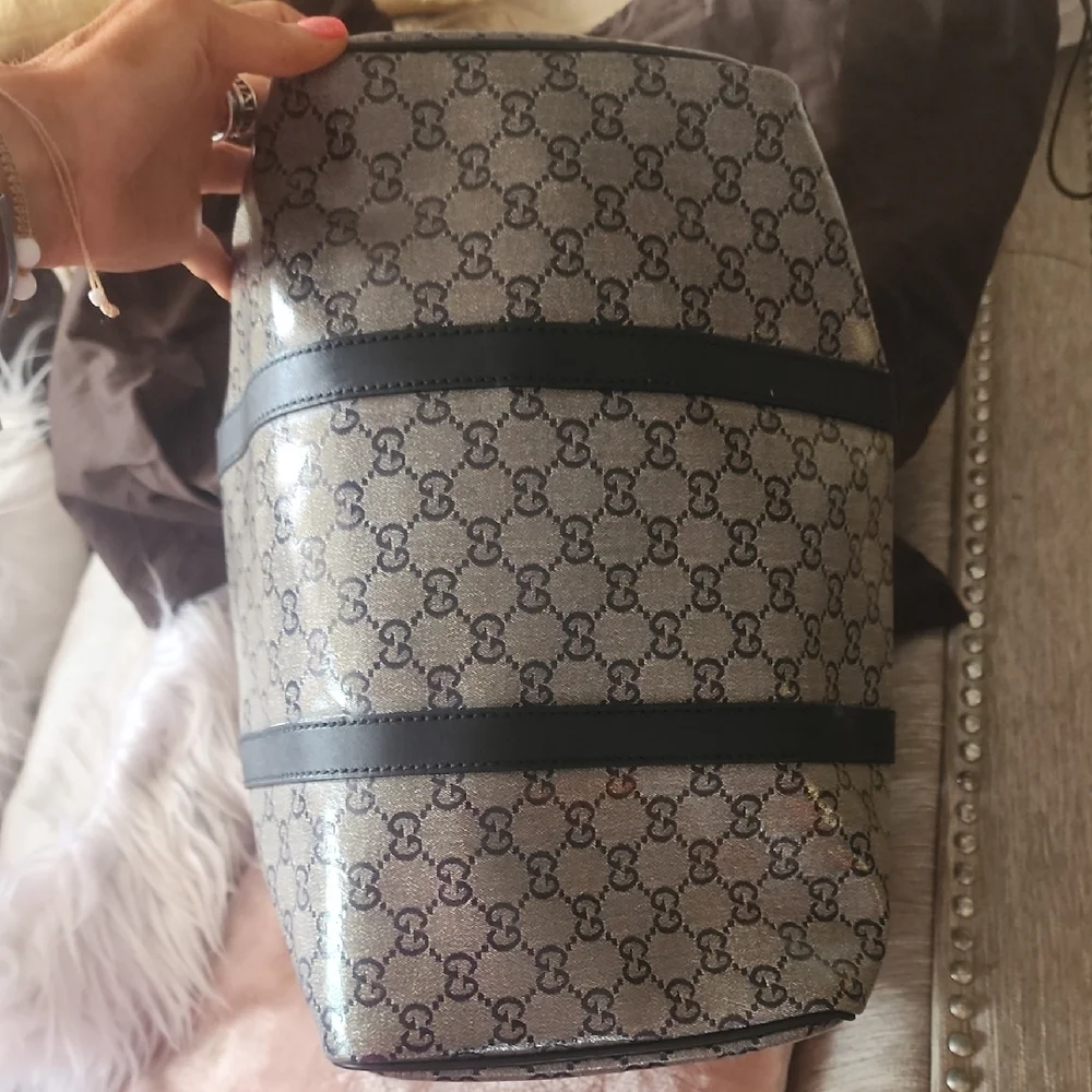 Gucci Black and Gray Speedy/Duffel Bag with Iconic Monogram - Picture 5 of 15